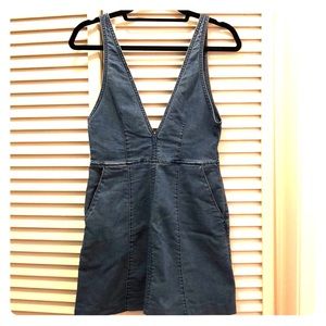H&M denim deep-V pinafore mini dress